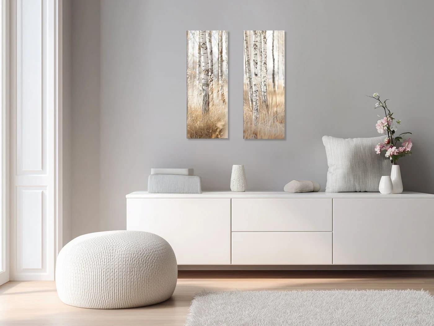 artissimo Glasbild Birkenwald 30x80 cm Weiß Beige - Bild 4