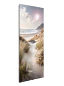 artissimo Glasbild Strandmotiv Dünenweg am Meer Wandbild Hochformat Bild 1
