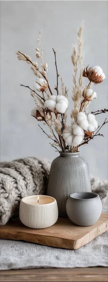 artissimo Glasbild Vase mit Baumwolle Beige 30x80 cm Hygge - Bild 2