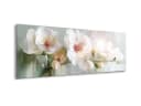 artissimo Glasbild 80x30 cm Weiß Blüten Salbei-grün Wandbild Bild 1
