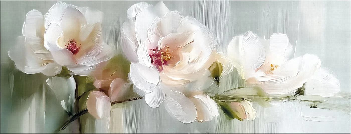 artissimo Glasbild 80x30 cm Weiß Blüten Salbei-grün Wandbild - Bild 2