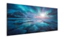 artissimo Glasbild XXL Polarlichter Eislandschaft Blau Türkis Bild 1