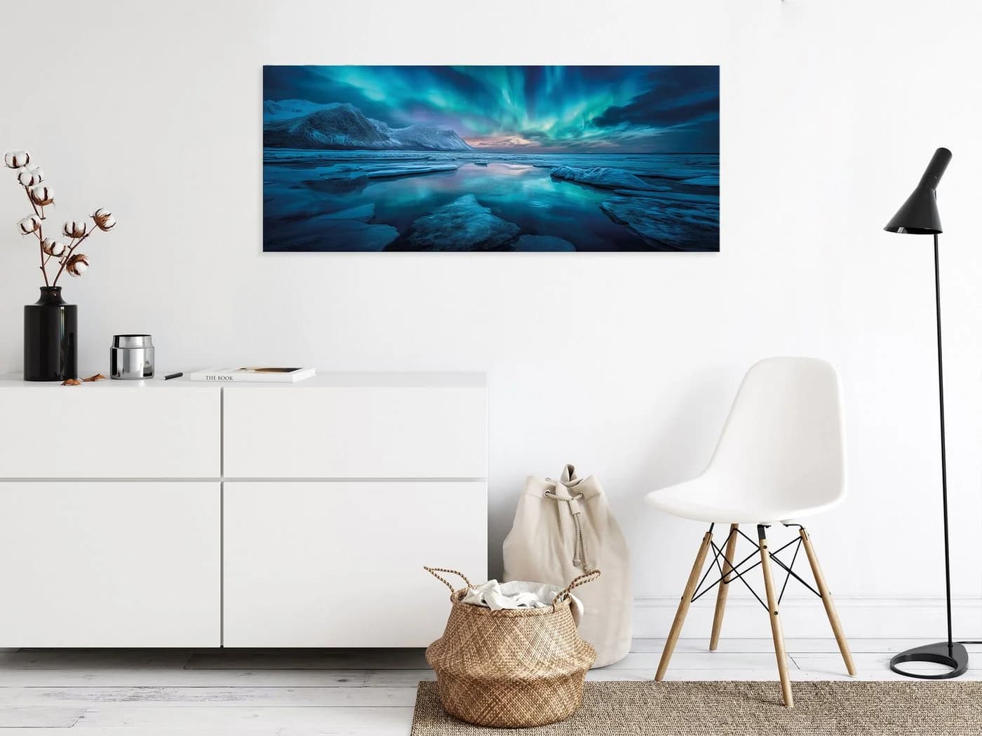 artissimo Glasbild XXL Polarlichter Eislandschaft Blau Türkis - Bild 3