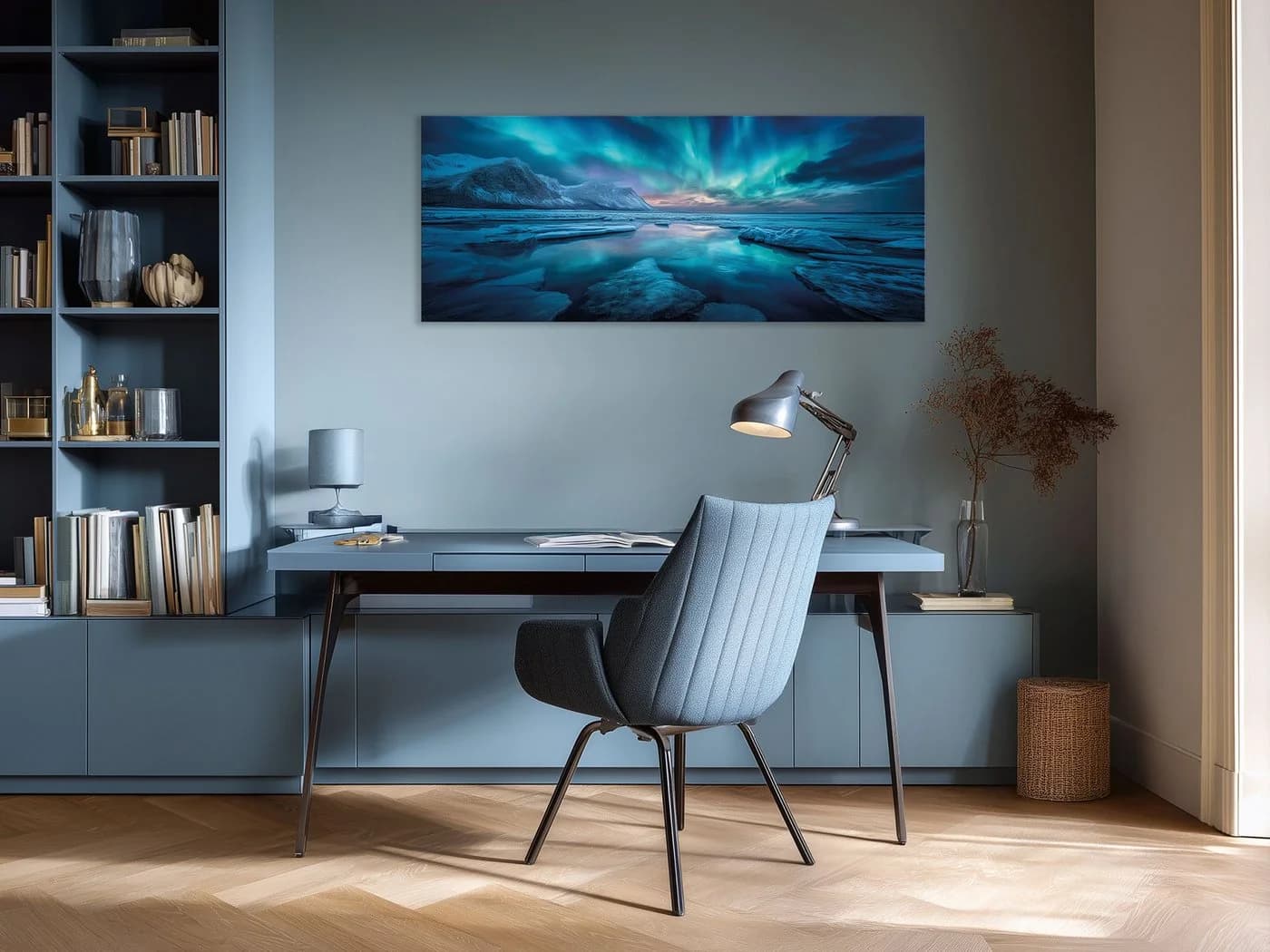 artissimo Glasbild XXL Polarlichter Eislandschaft Blau Türkis - Bild 4