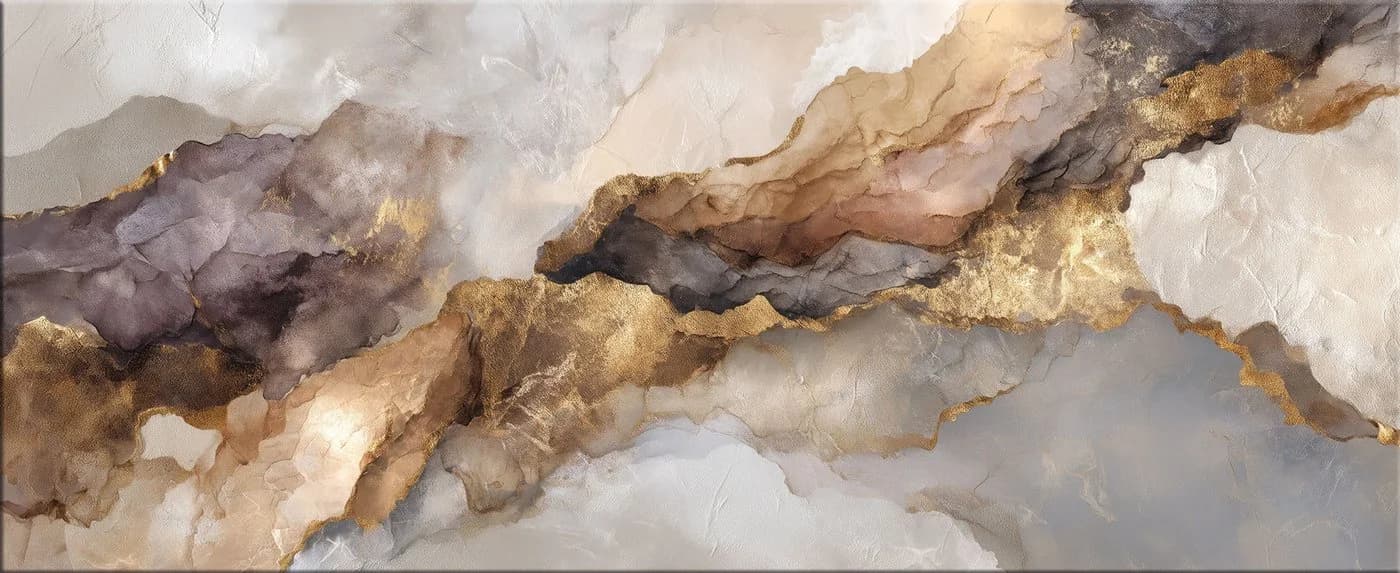 artissimo Glasbild XXL 125x50 cm Abstrakt Beige Gold - Bild 2