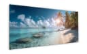 artissimo Glasbild XXL Panorama Strand mit Palmen 125x50 cm Bild 1