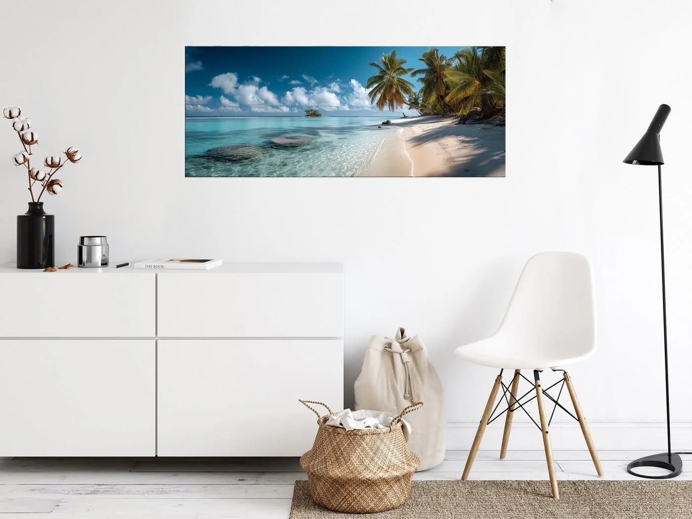 artissimo Glasbild XXL Panorama Strand mit Palmen 125x50 cm - Bild 3