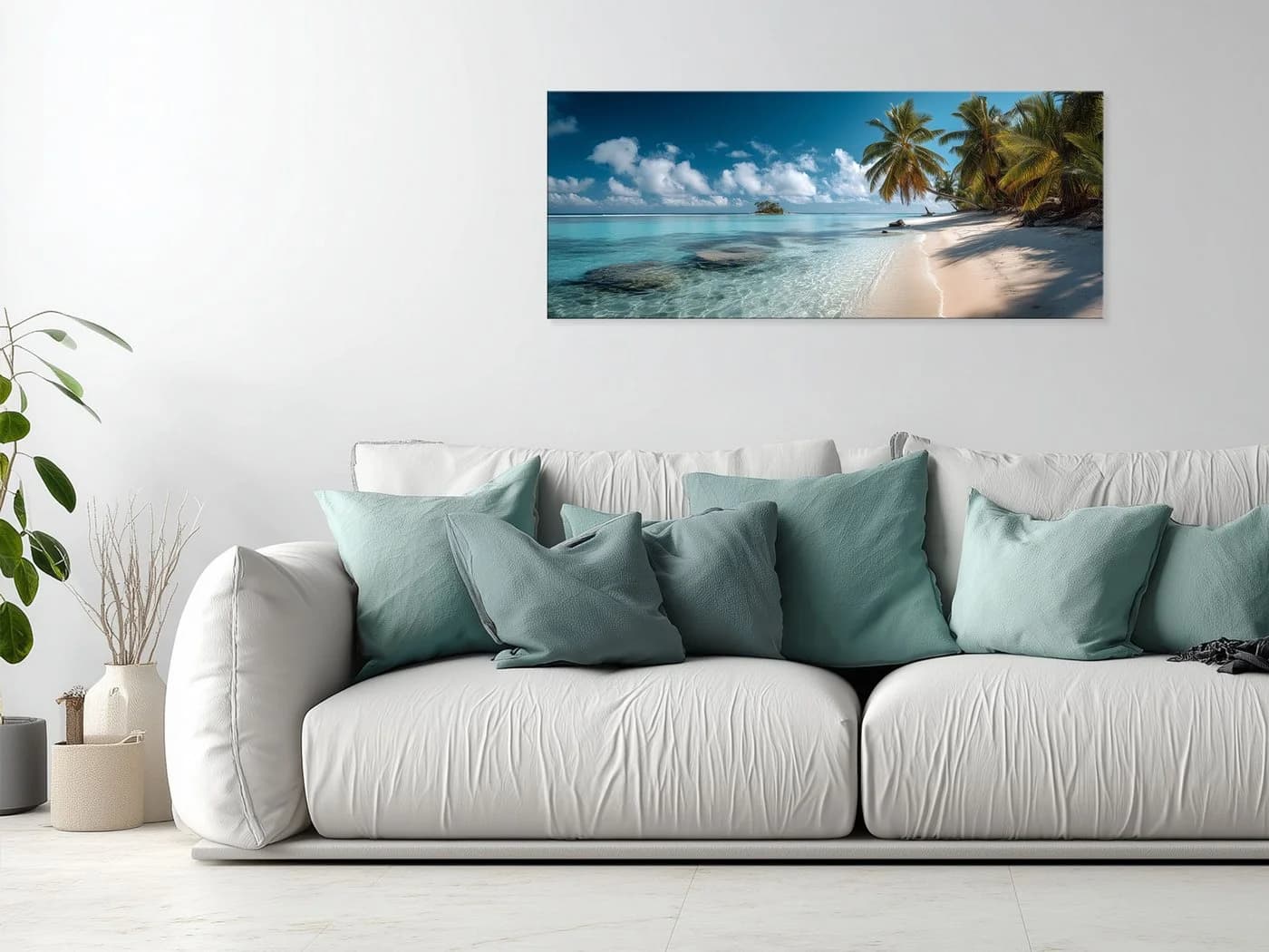 artissimo Glasbild XXL Panorama Strand mit Palmen 125x50 cm - Bild 4