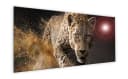artissimo Glasbild Leopard Panorama 125x50 cm Schwarz Gold Bild 1