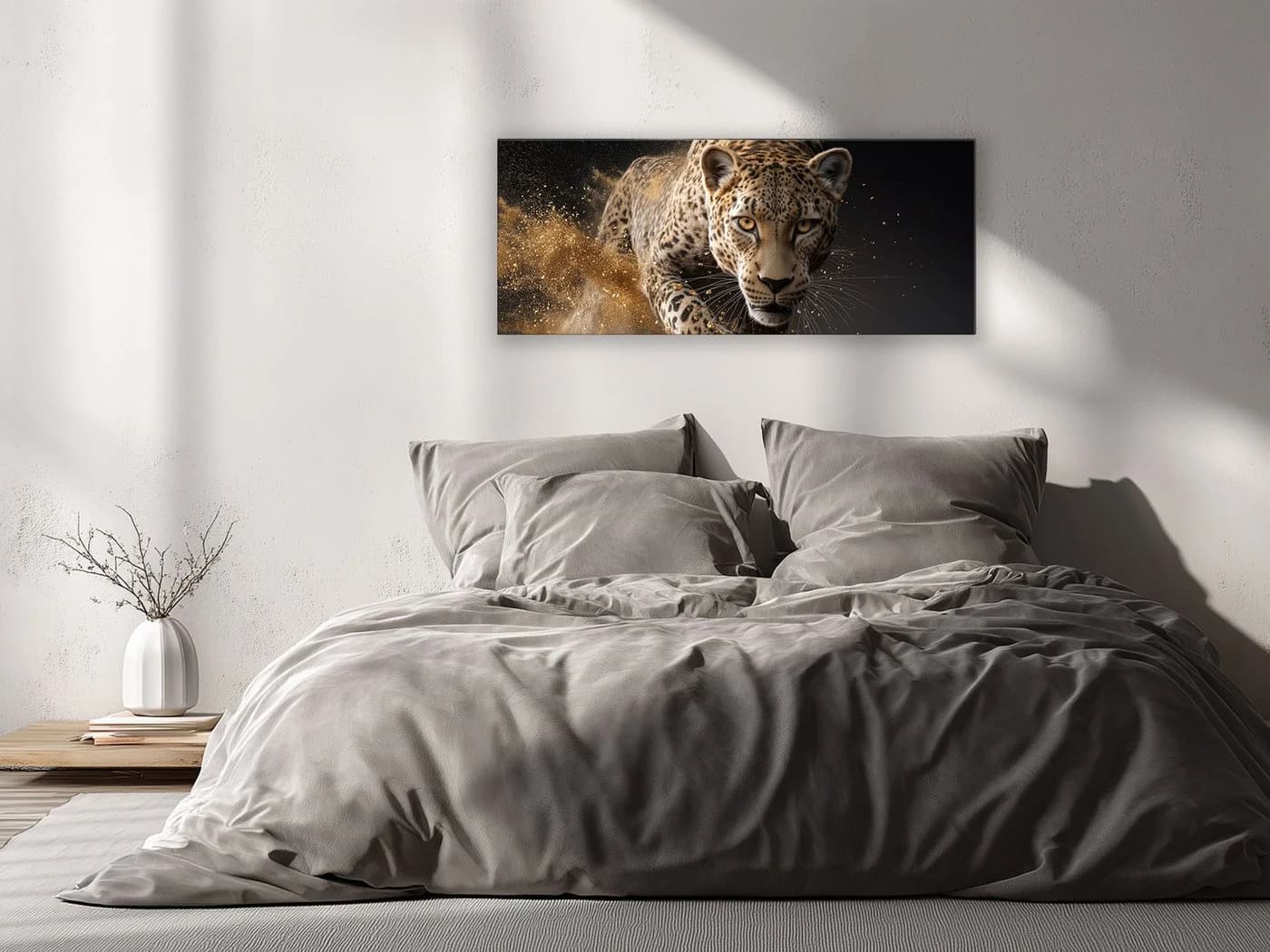 artissimo Glasbild Leopard Panorama 125x50 cm Schwarz Gold - Bild 4