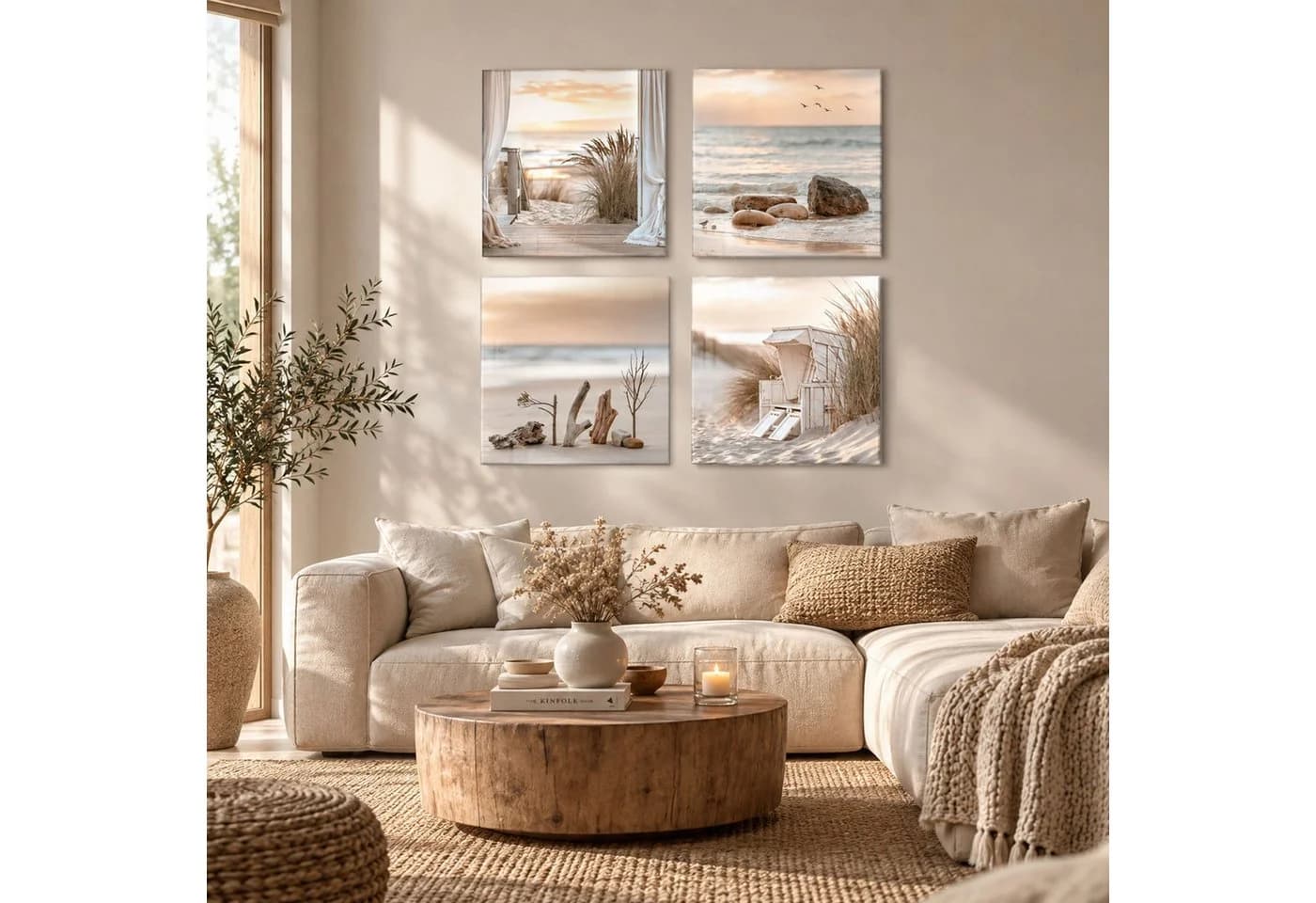 artissimo Glasbild Strandmotiv Treibholz 50x50 cm Beige - Bild 4