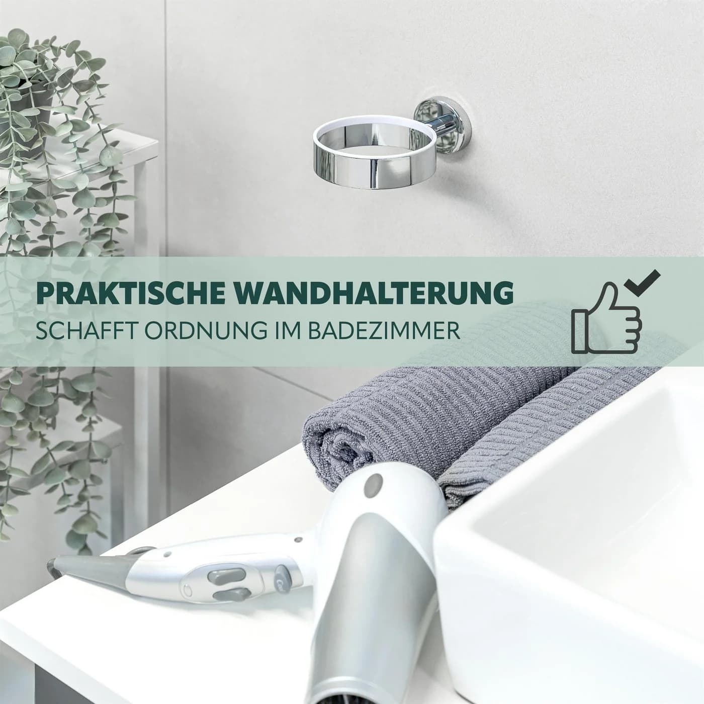 bremermann Haartrocknerhalter Bad-Serie LUCENTE Edelstahl Silber - Bild 3