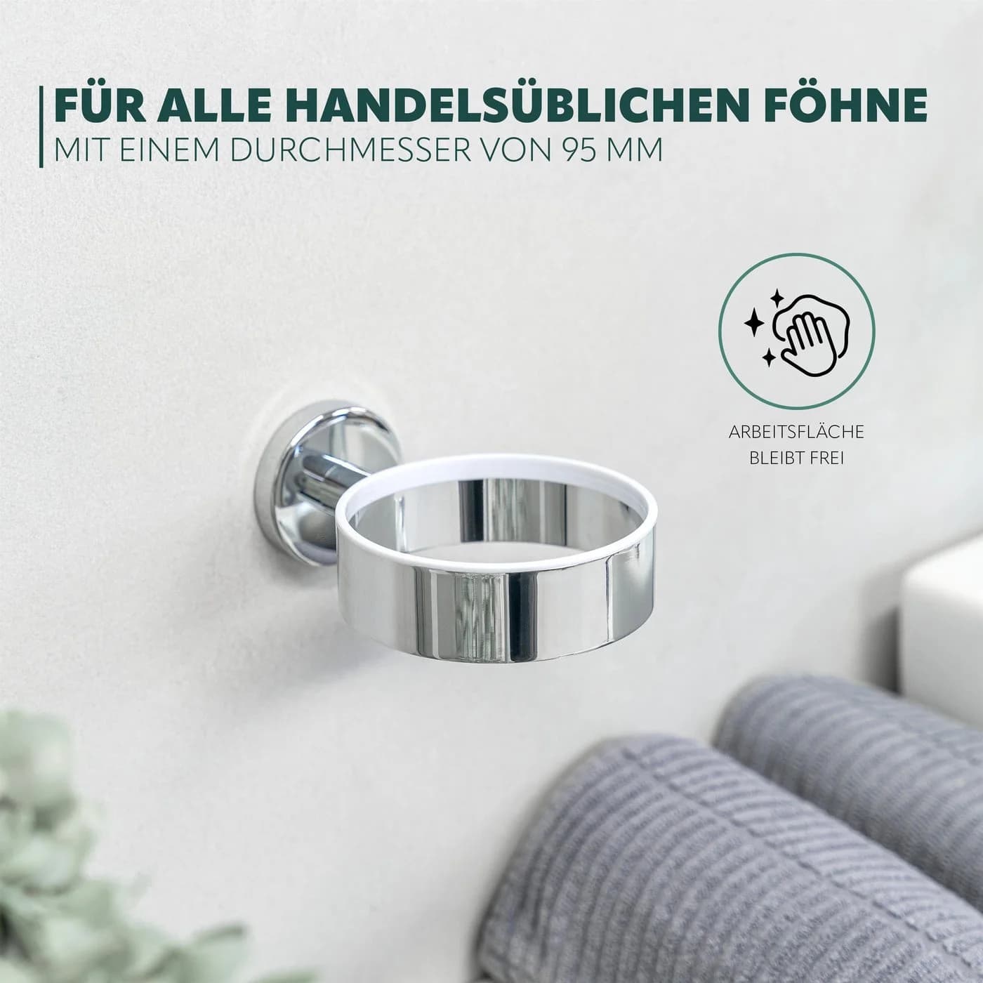 bremermann Haartrocknerhalter Bad-Serie LUCENTE Edelstahl Silber - Bild 5