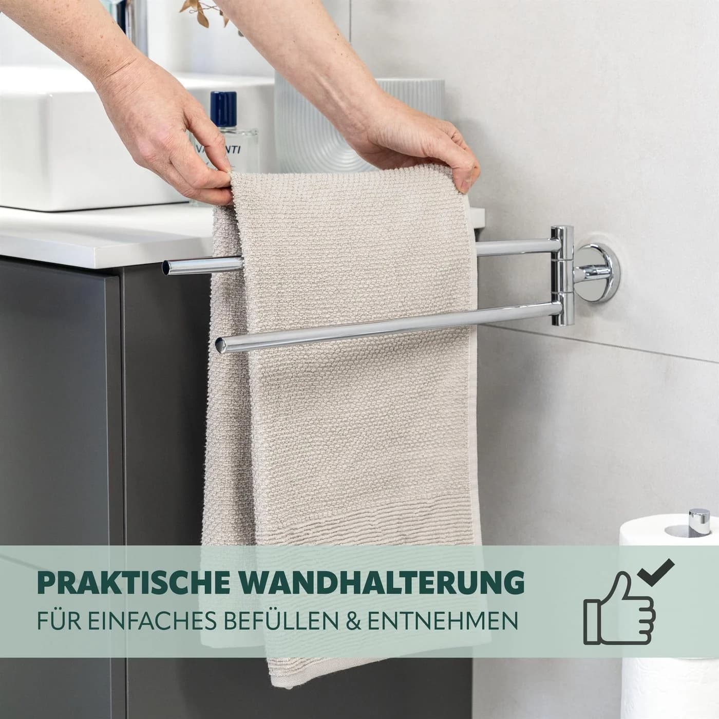 bremermann Handtuchhalter LUCENTE Edelstahl Schwenkbar Silber - Bild 3