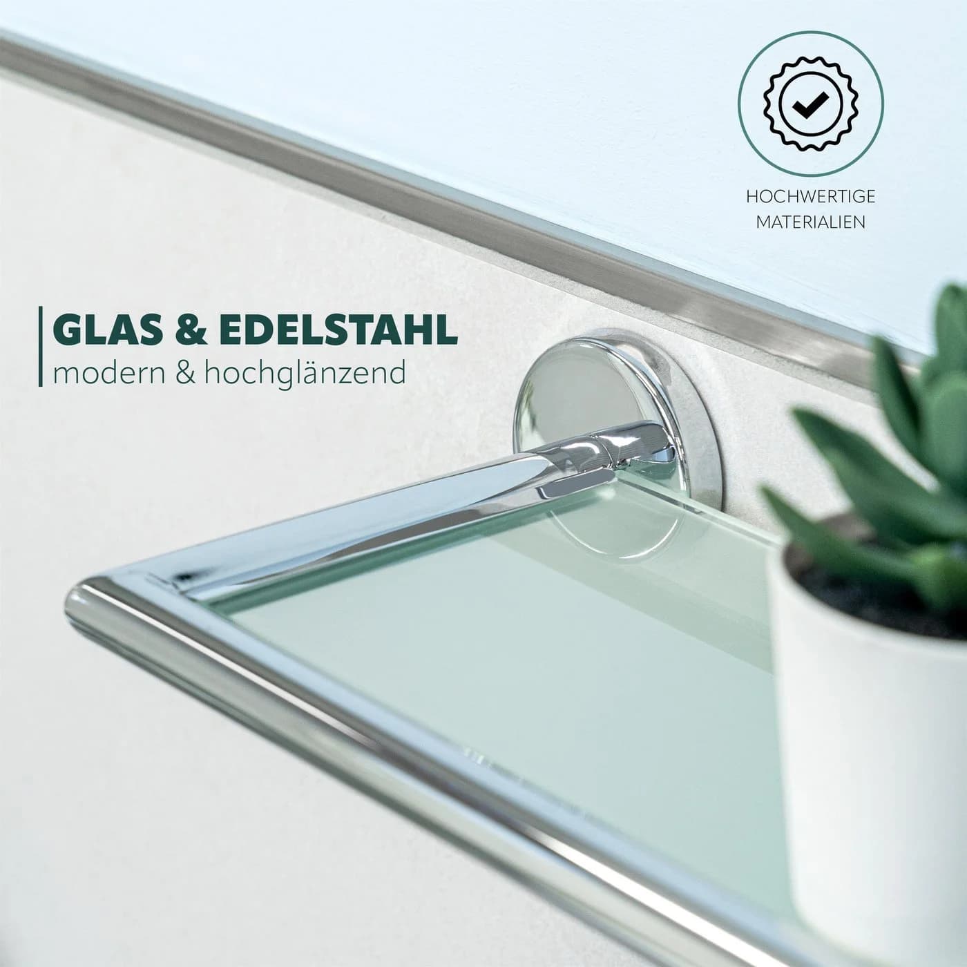 bremermann Wandregal Bad-Serie LUCENTE Glas Edelstahl silber - Bild 4