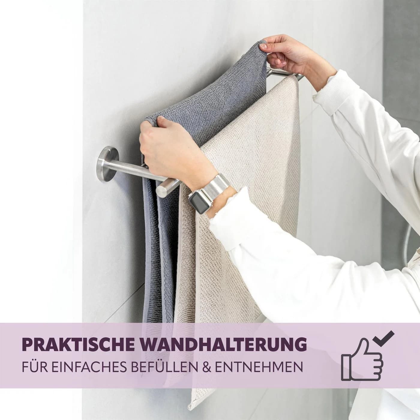 bremermann Handtuchhalter Bad-Serie PIAZZA Edelstahl matt - Bild 3