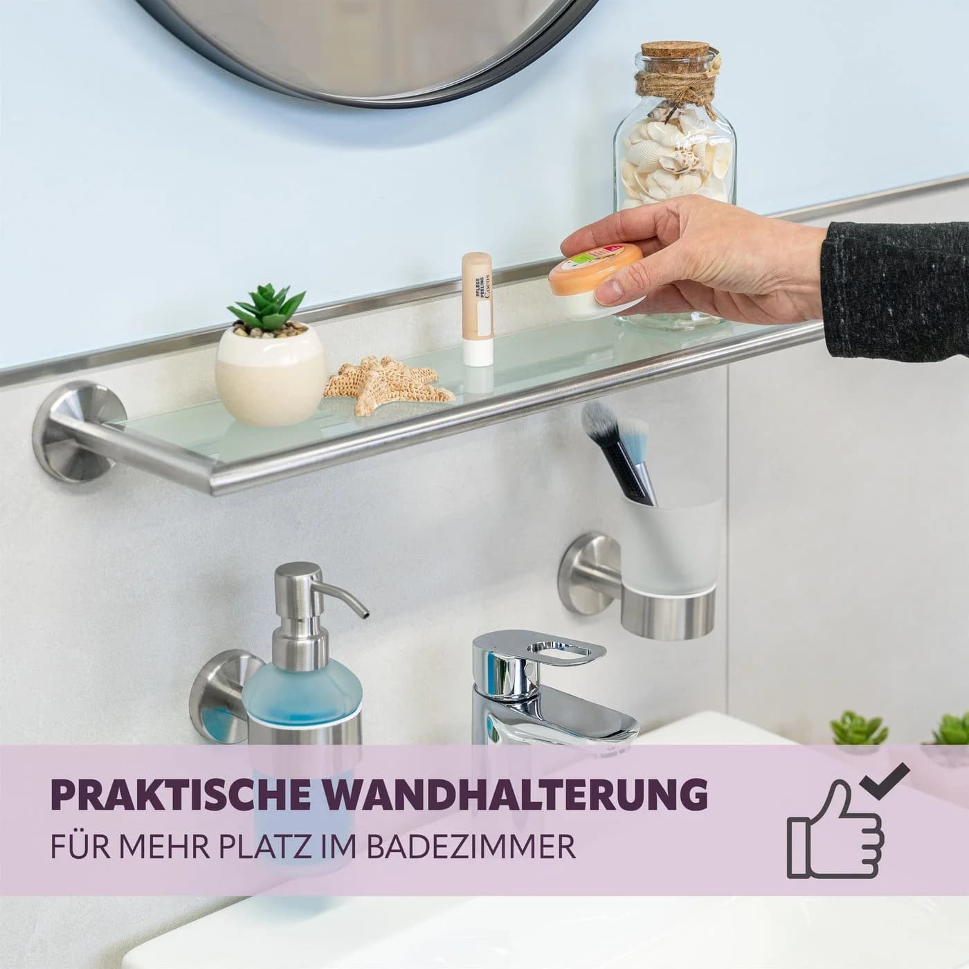 bremermann Wandregal Bad-Serie PIAZZA - Glasablage mit Edelstahl-Rahmen - Bild 3