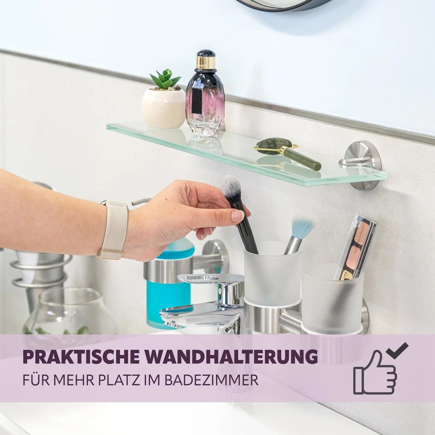 bremermann Wandregal Bad-Serie PIAZZA Glas Edelstahl Matt - Bild 3
