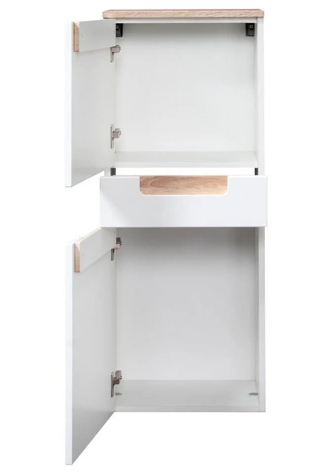 Midischrank WELLTIME Siena Weiß Eiche Hochglanz Softclose