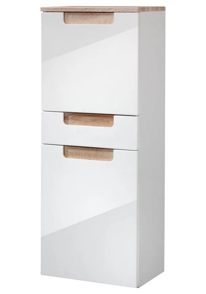 Midischrank WELLTIME Siena Weiß Eiche Hochglanz Softclose - Bild 2