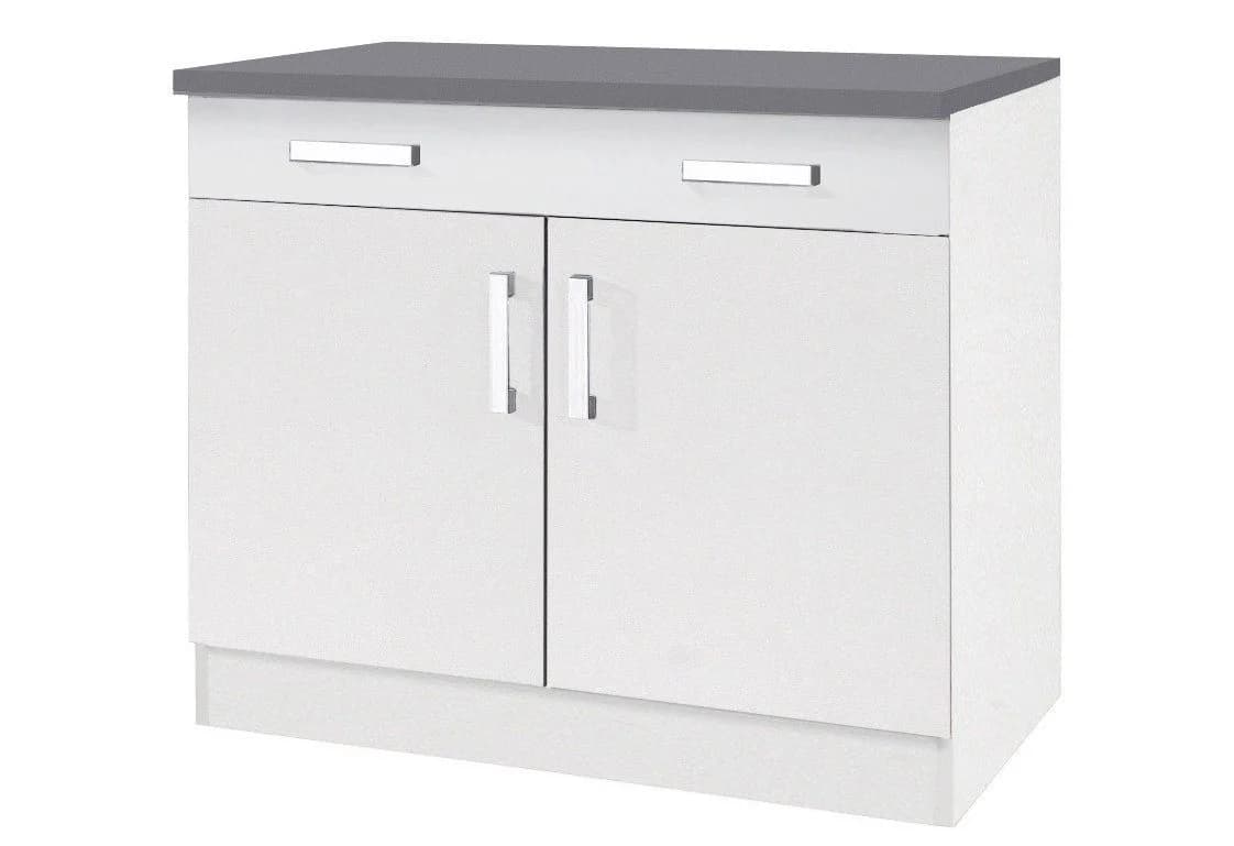 Kochstation Unterschrank Toronto Weiß 100 cm mit Arbeitsplatte - Bild 2