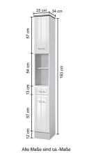 WELLTIME Hochschrank Neapel Weiß Hochglanz 25cm Bild 3