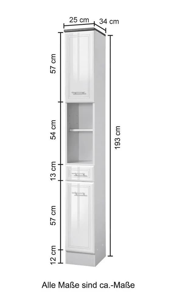 WELLTIME Hochschrank Neapel Weiß Hochglanz 25cm - Bild 3