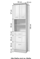 WELLTIME Hochschrank Neapel Weiß Hochglanz mit Schubladen Bild 3