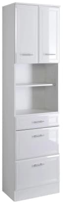 WELLTIME Hochschrank Neapel Weiß Hochglanz mit Schubladen Bild 4