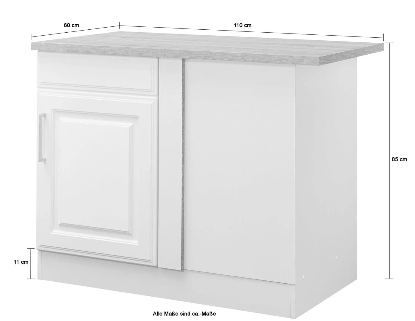 Eckunterschrank KOCHSTATION KS-Stockholm Grau MDF - Bild 5