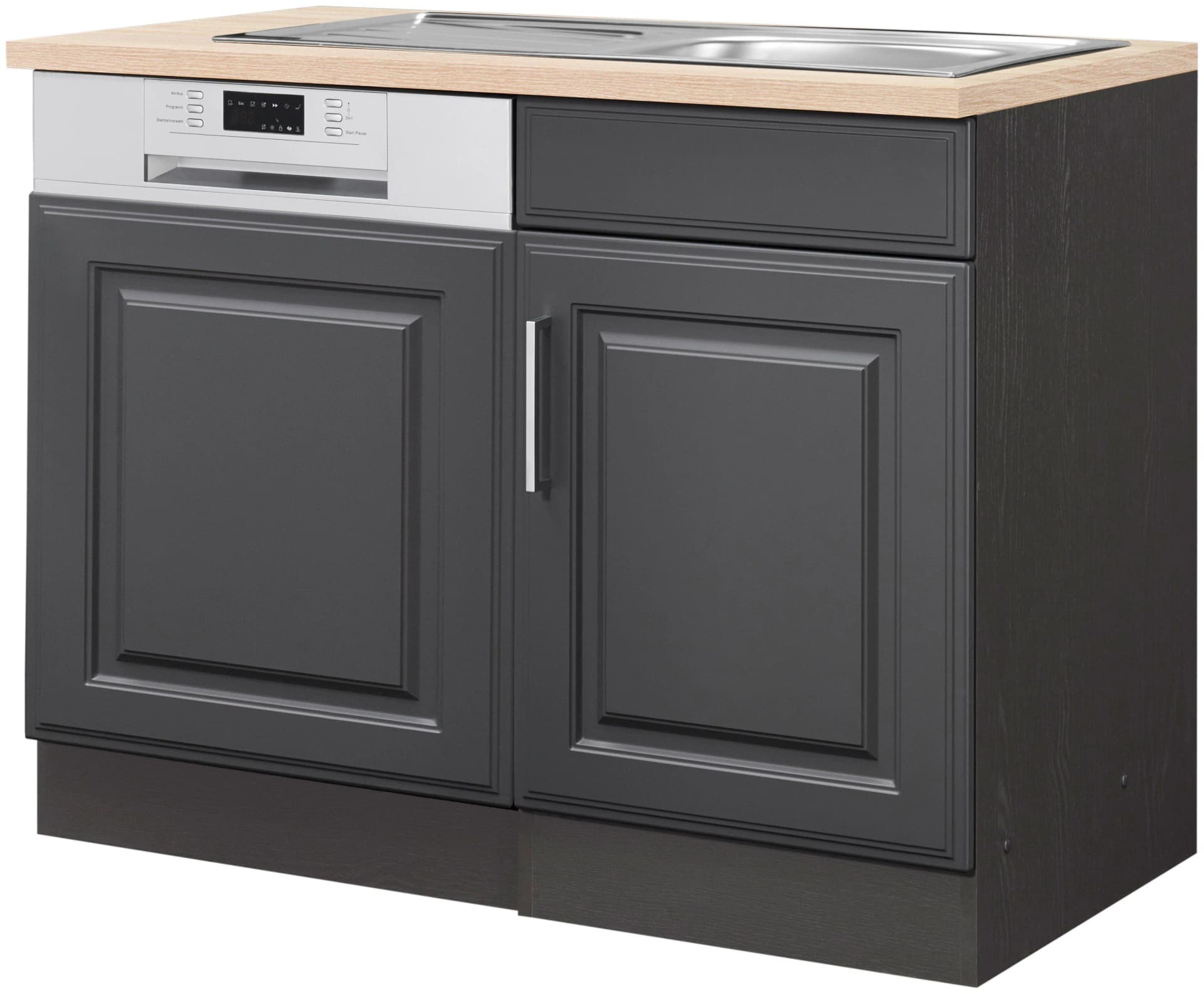 Spülenschrank KOCHSTATION KS-Stockholm Grau MDF Matt