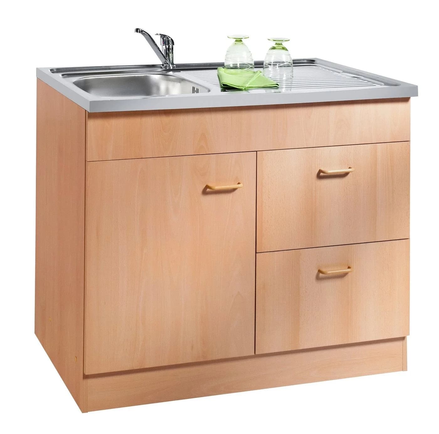Kochstation Spülenschrank KS-Elster 100cm Buchefarben - Bild 2