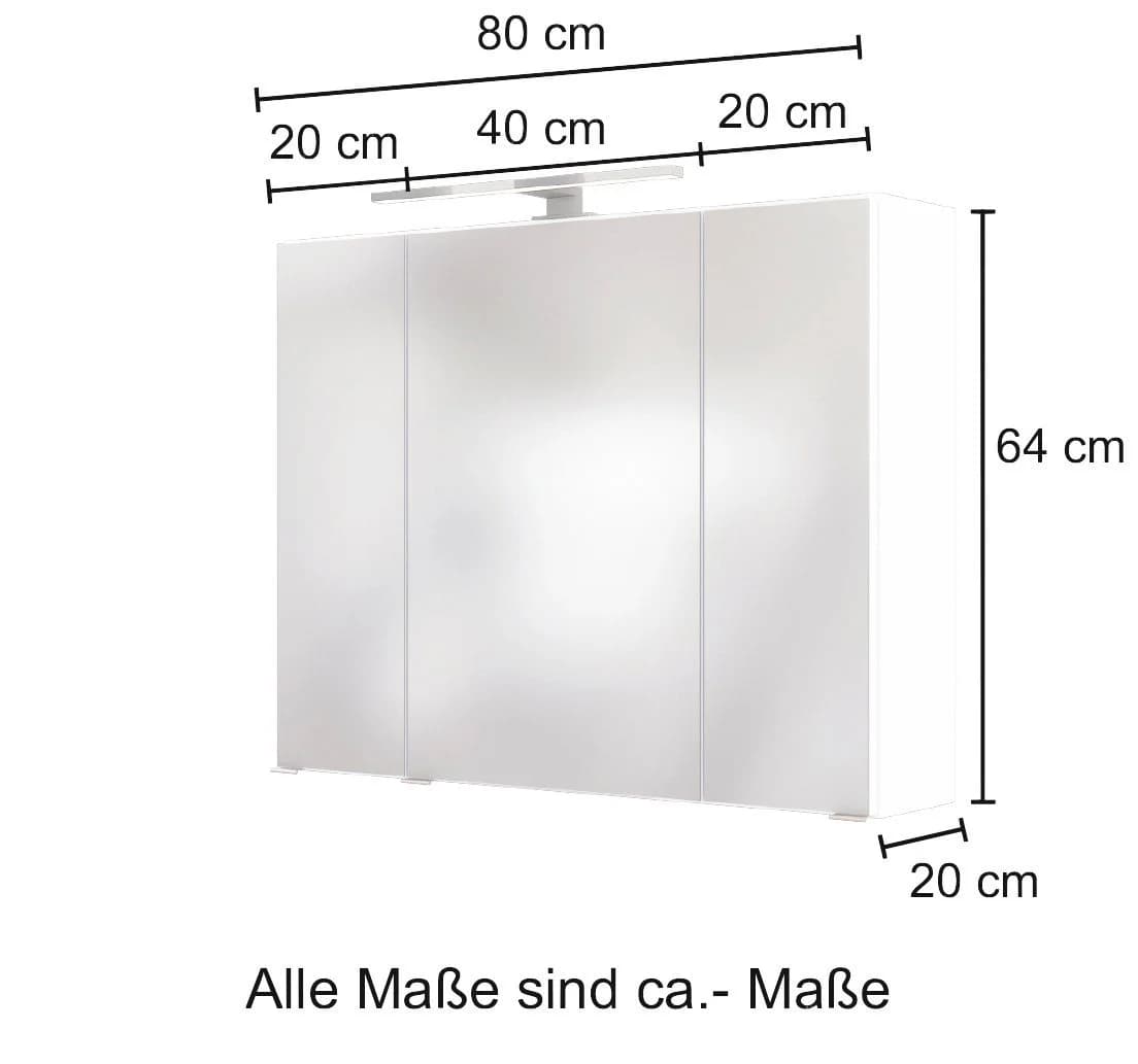 WELLTIME Spiegelschrank Baabe Weiß 3 Spiegeltüren LED - Bild 4