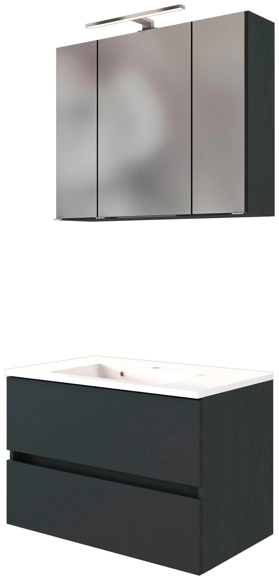 WELLTIME Badmöbel-Set Baabe Grau Spiegelschrank Waschplatz