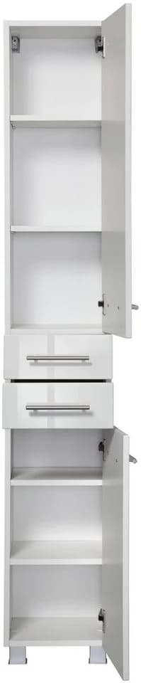 WELLTIME Hochschrank Trento Weiß Hochglanz Badmöbel - Bild 3