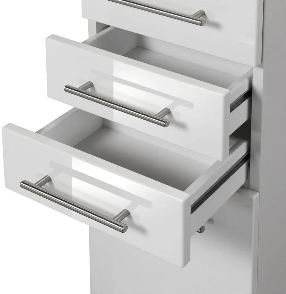 WELLTIME Hochschrank Trento Weiß Hochglanz Badmöbel - Bild 4
