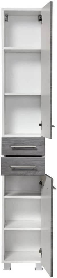 WELLTIME Hochschrank Trento Eiche Rauchsilber Weiß - Bild 3