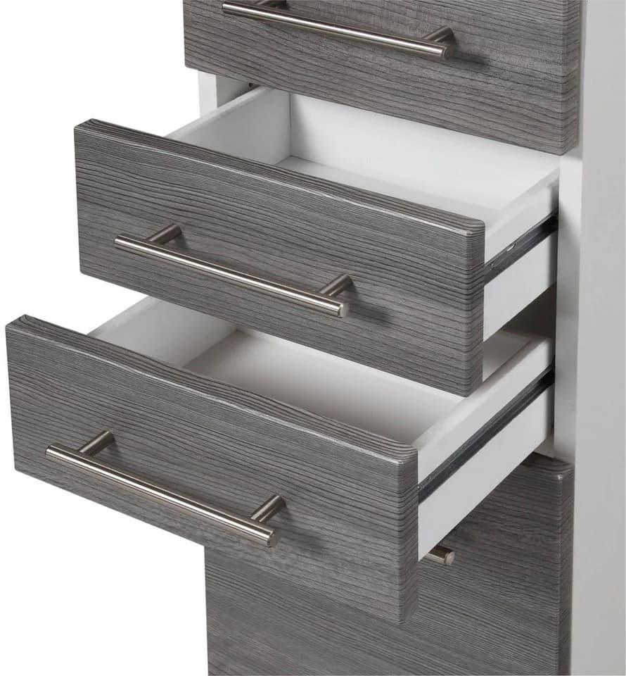 WELLTIME Hochschrank Trento Eiche Rauchsilber Weiß - Bild 4