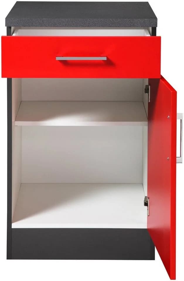 Unterschrank KOCHSTATION KS-Paris Grau Rot 50cm