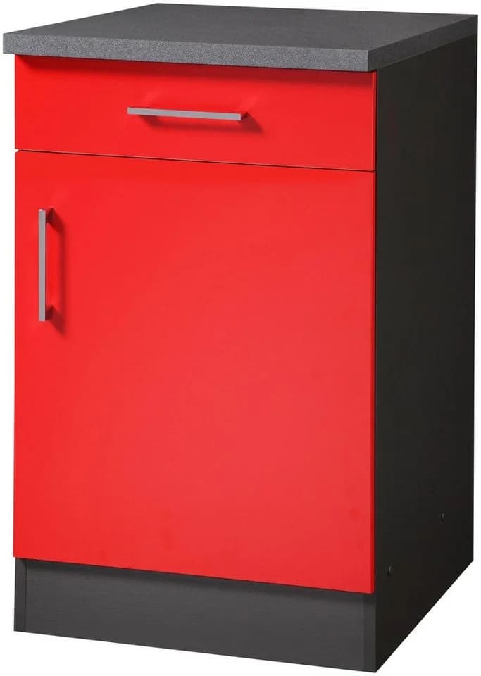 Unterschrank KOCHSTATION KS-Paris Grau Rot 50cm - Bild 2