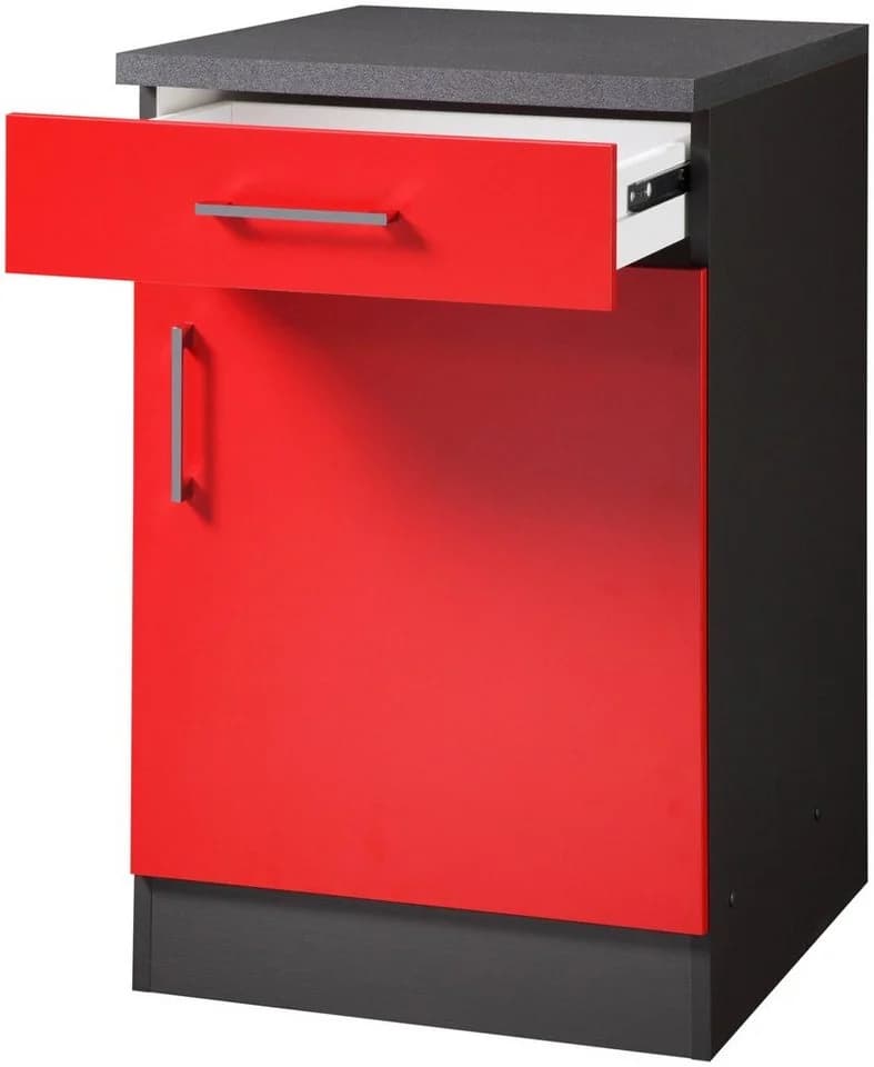 Unterschrank KOCHSTATION KS-Paris Grau Rot 50cm - Bild 3