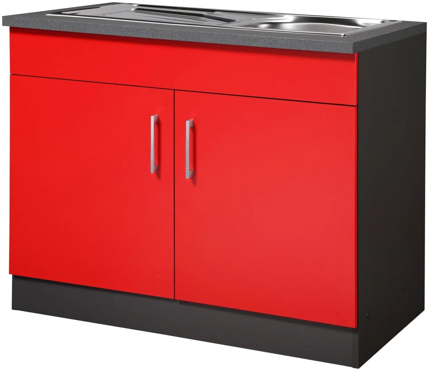 Kochstation Spülenschrank KS-Paris Rot Anthrazit 100cm - Bild 2