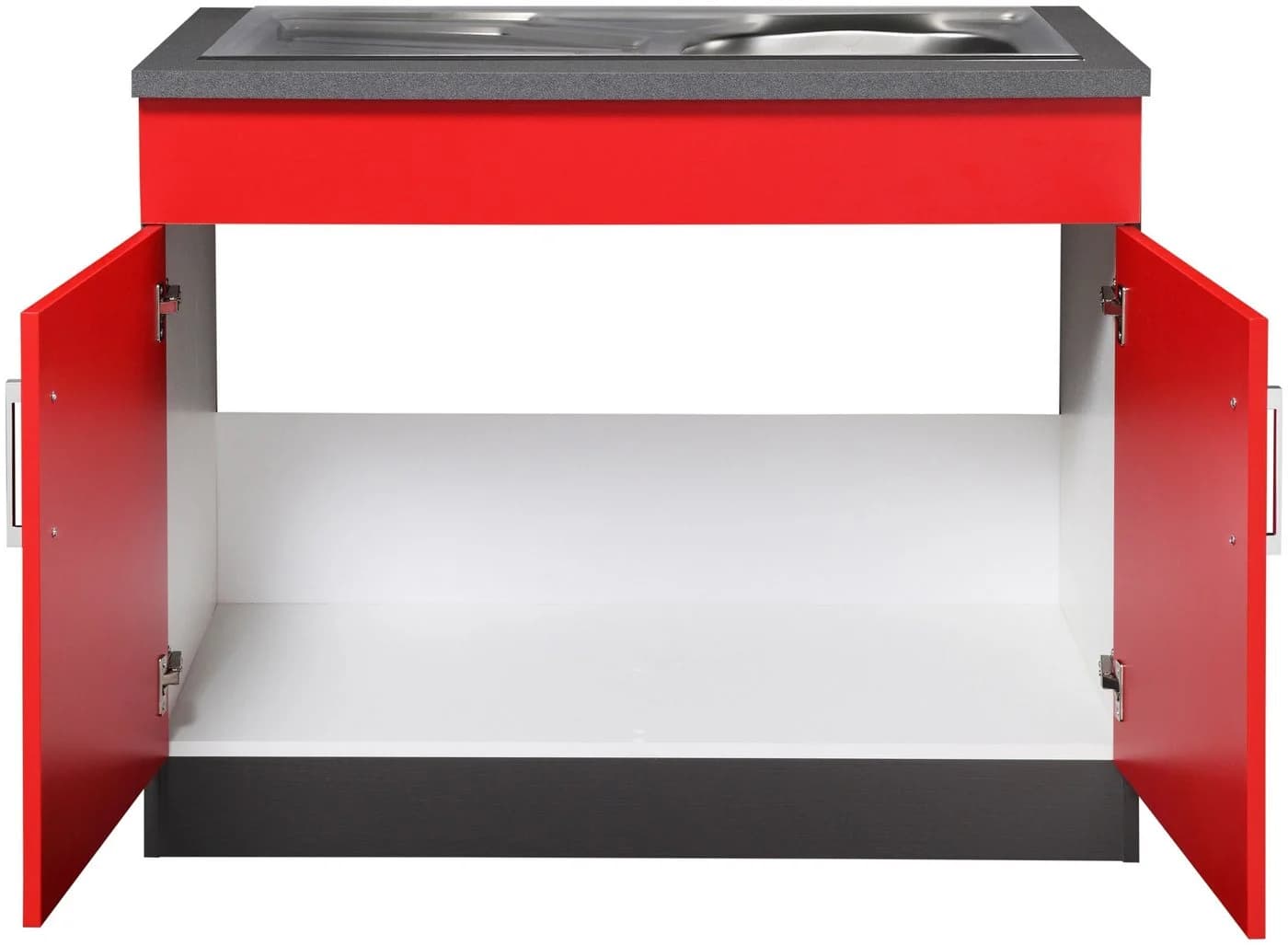 Kochstation Spülenschrank KS-Paris Rot Anthrazit 100cm - Bild 3