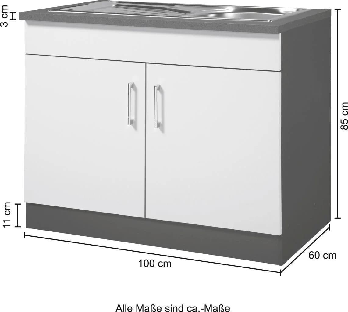 Kochstation Spülenschrank KS-Paris Rot Anthrazit 100cm - Bild 5