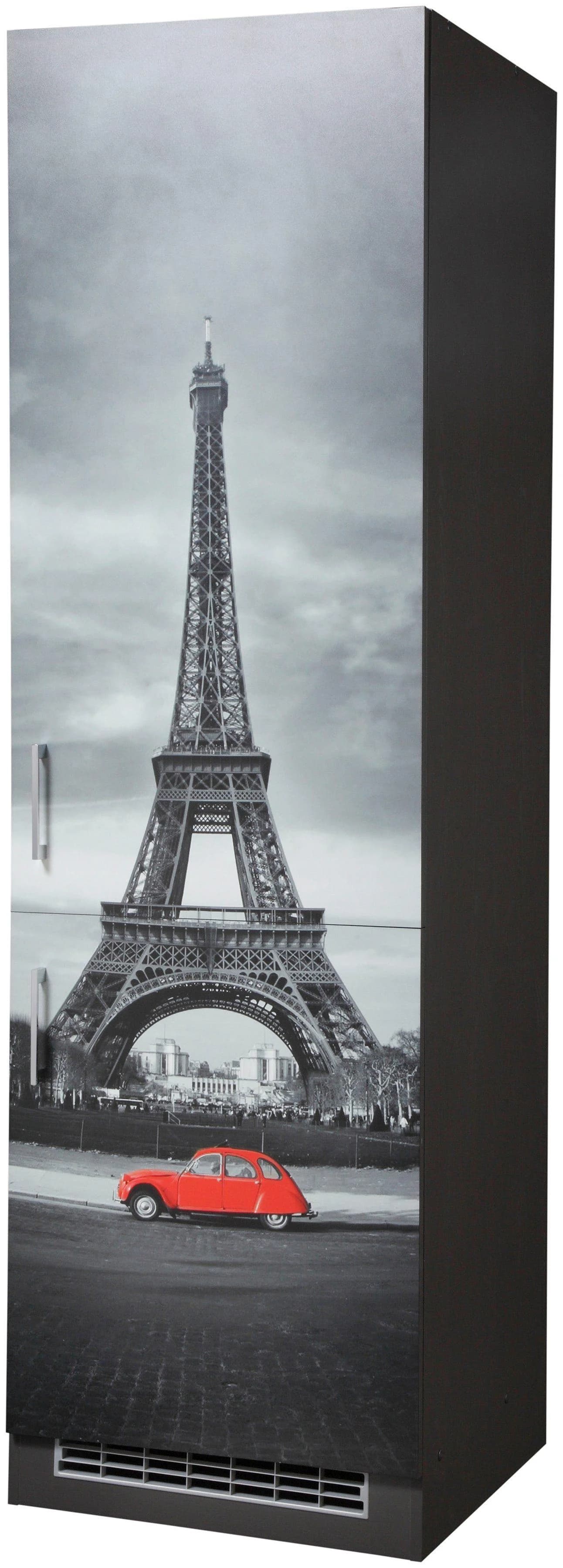 Kochstation KS-Paris Kühlumbauschrank Grau Rot 60cm