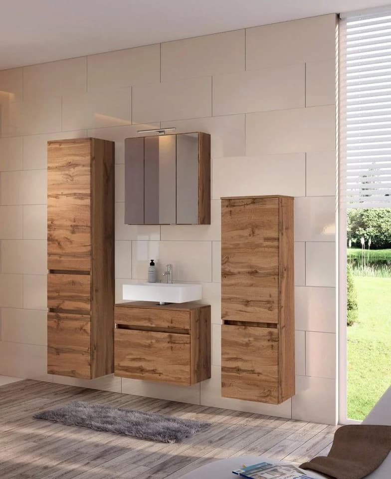 WELLTIME Midischrank Baabe Eiche 2-Türer mit Türdämpfer - Bild 4
