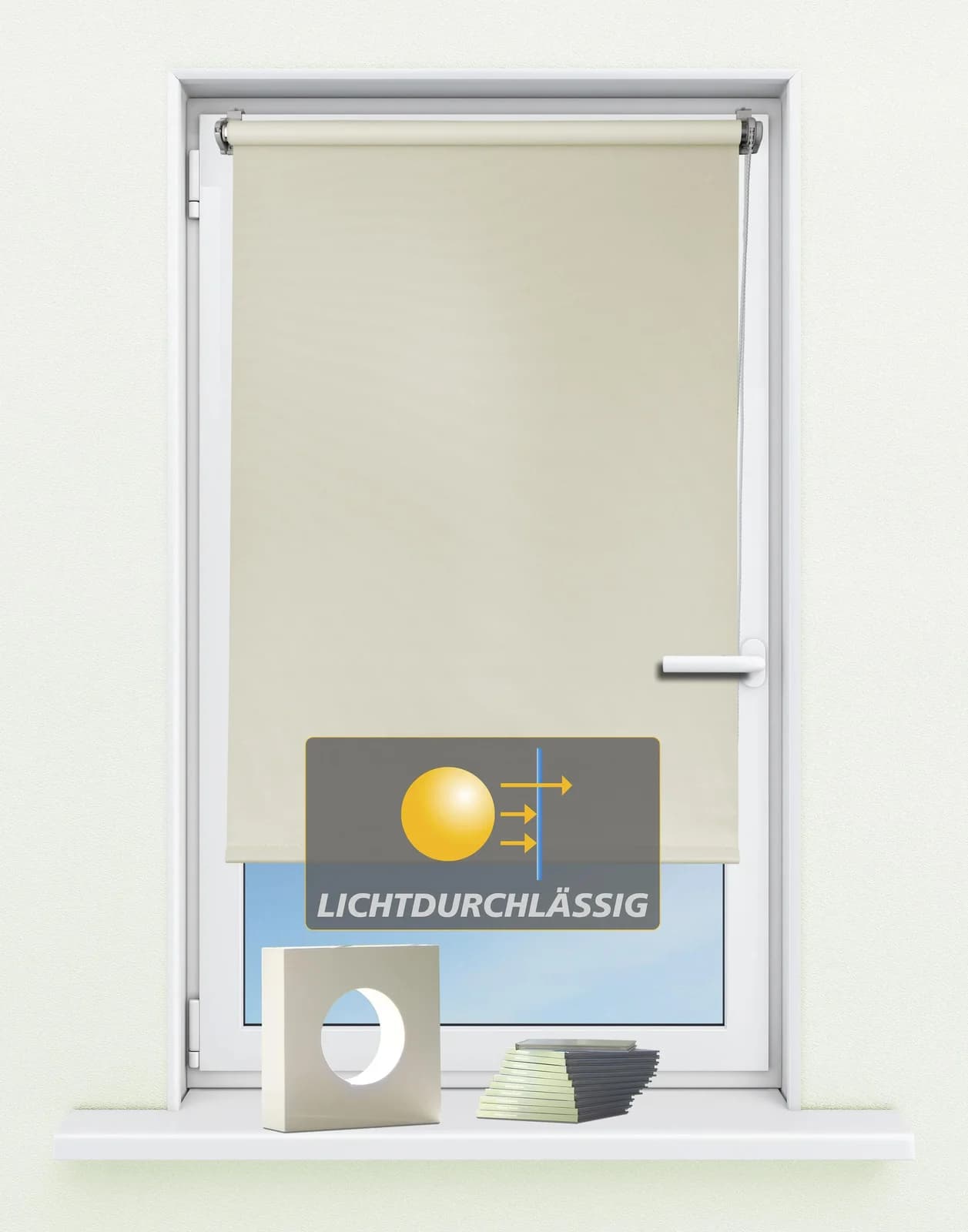 Seitenzugrollo KUTTI 'Ida' Creme Lichtschutz