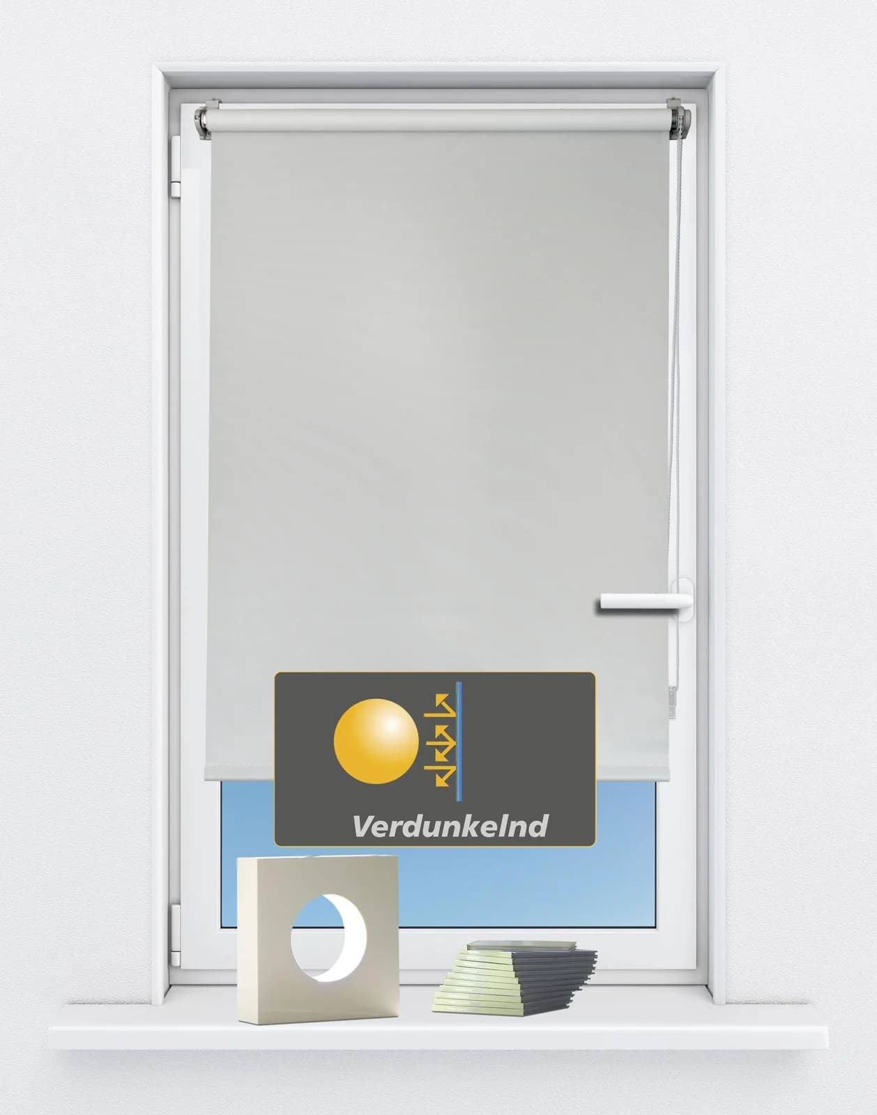 KUTTI Seitenzugrollo Luna Weiß 60x160 cm Verdunkelnd Klemmfix