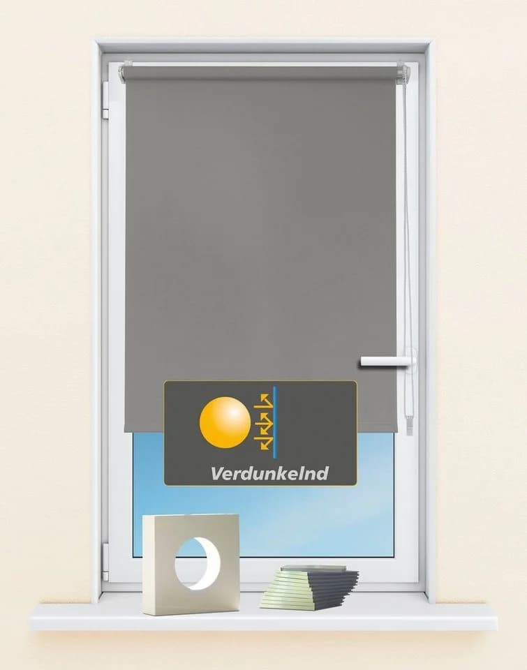 KUTTI Seitenzugrollo Luna Grau Verdunkelnd Klemmfix - Bild 2