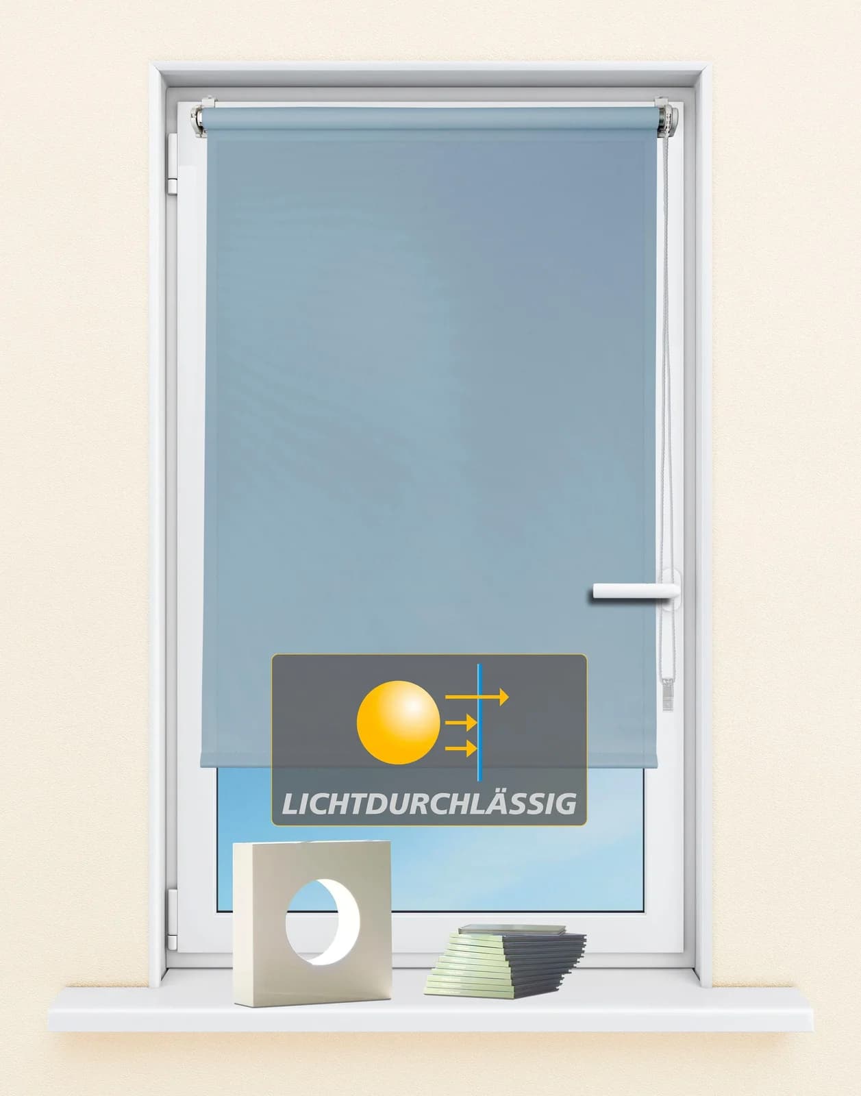KUTTI Seitenzugrollo Ida Hellblau Klemmfix Lichtschutz